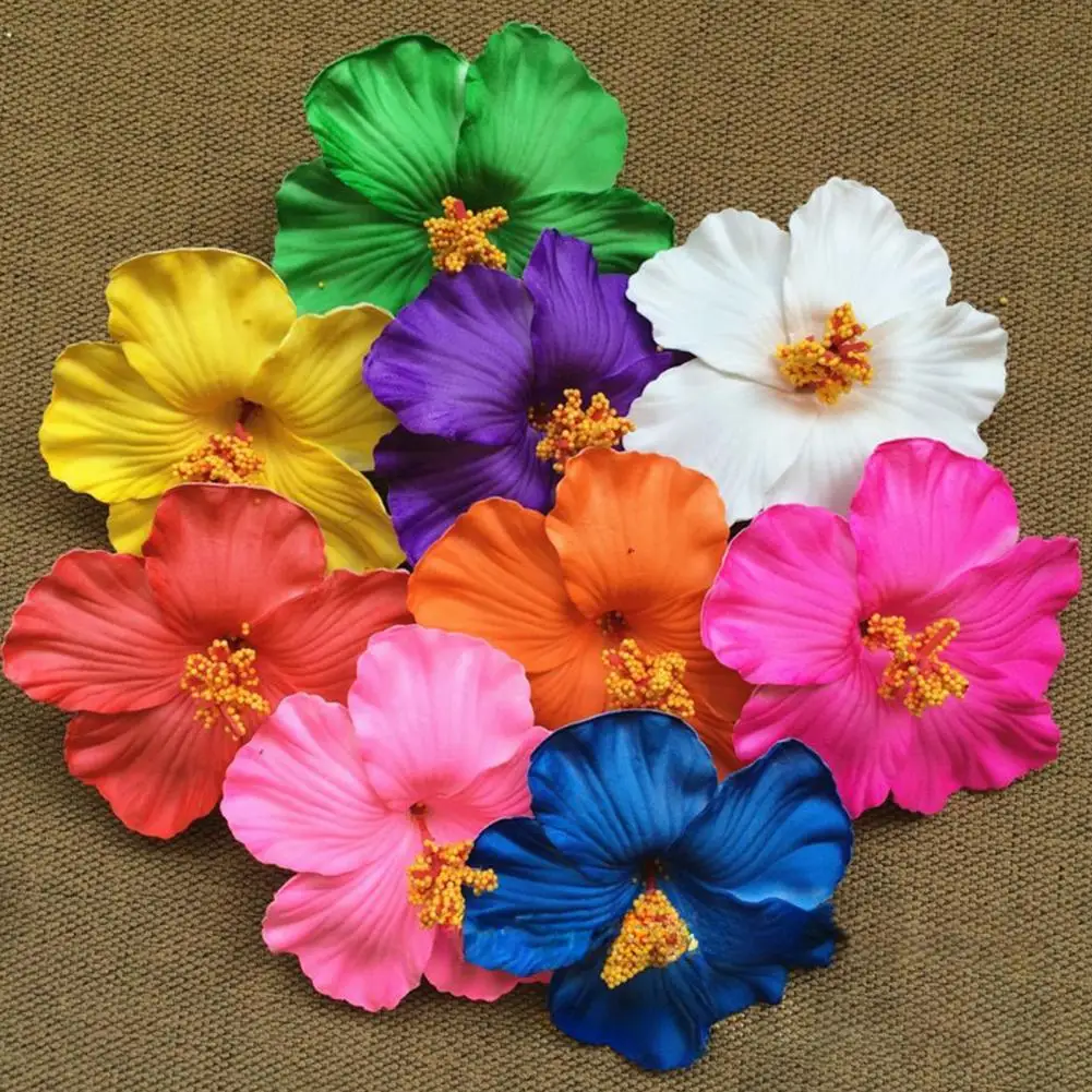 1 Pair Women Hairpin Non-fading Bohemia Style Flower Hair Clips Set Bright Color Hair Accessories for Women Sea Beach Wear