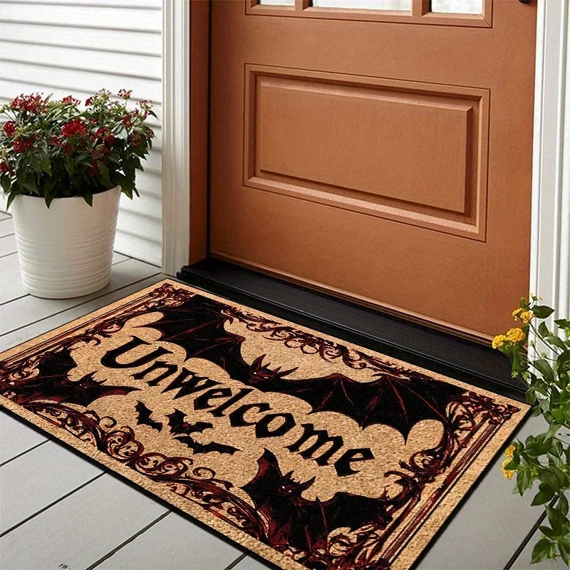 VIKAMA ديكور المنزل سجادة الهالوين غير نرحب بالسجاد الشخصي سجادة باب غير قابلة للانزلاق سجادة أرضية سلسلة داكنة سجادة خارجية
