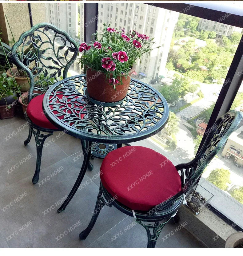 

Outdoor Courtyard Three-Piece Outdoor Simple Leisure Combination Chair Cast Aluminum Iron Sunshade Garden