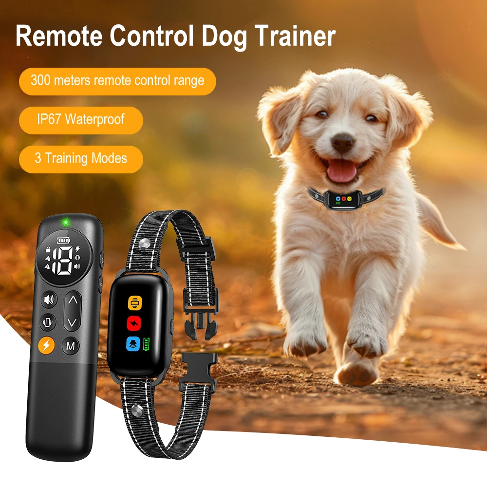 Dog Training Collar with Remote for Dogs Remote Rechargeable Beep/Vibration/Shock/Remote Calling Security Lock Rainproof