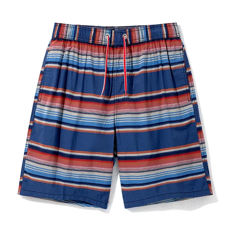 

Men's Summer Striped Shorts Casual Loose Cotton Comfortable Elastic Waist Drawstring Home Shorts For Men