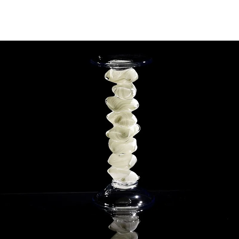 Modern white glass candlestick hotel B & B model room living room dining table dining side cabinet ornament