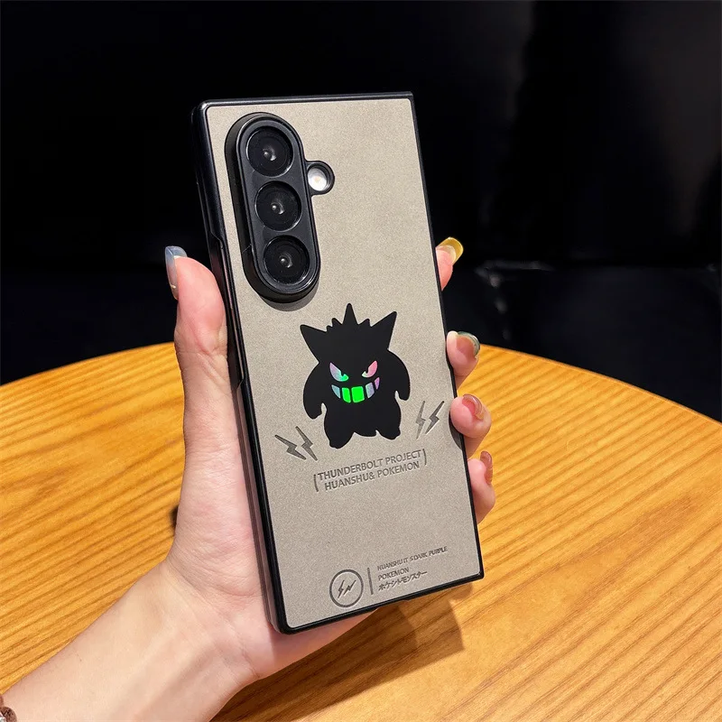 أنيمي لطيف الكرتون Gengar الليزر الجلود الملمس جراب هاتف ل Z أضعاف 7 6 5 4 Zflip6 Zflip7 FE Zflip5 Zflip4 غطاء مقاوم للصدمات #2