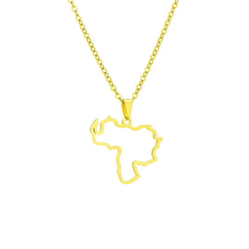 Europe and the United States Hollow Out Venezuela Map Pendant Necklace