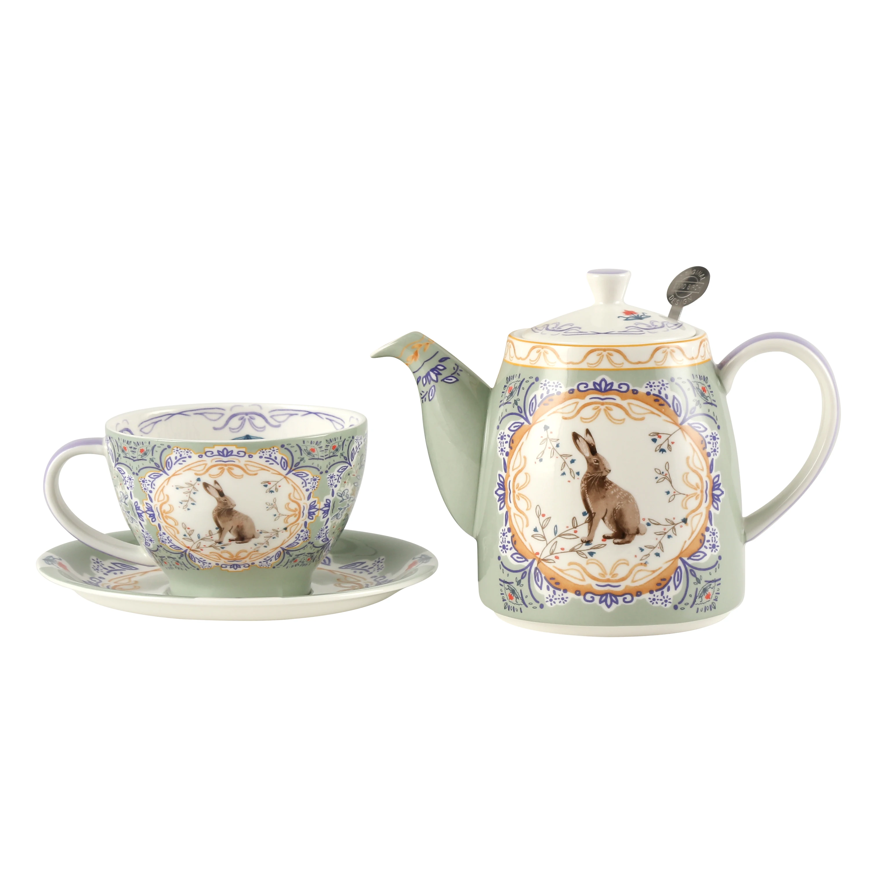

London Pottery 500ML rabbit ceramic tea set bone china tea pot with infuser cups and saucers porcelain teapot