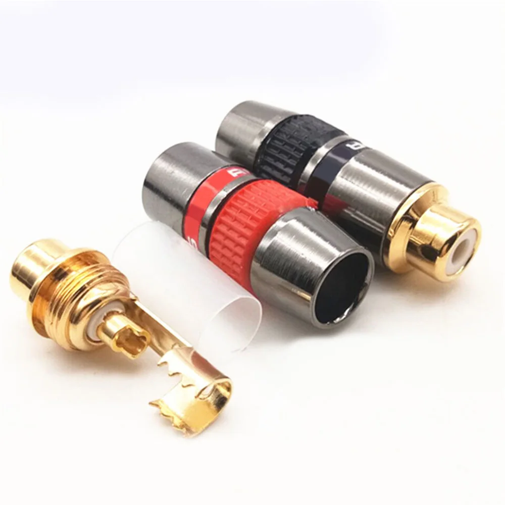 Suono musicale spina RCA femmina placcata in oro cavo hi-fi da 8MM terminale connettore Audio in rame connettore Jack RCA adattatore femmina
