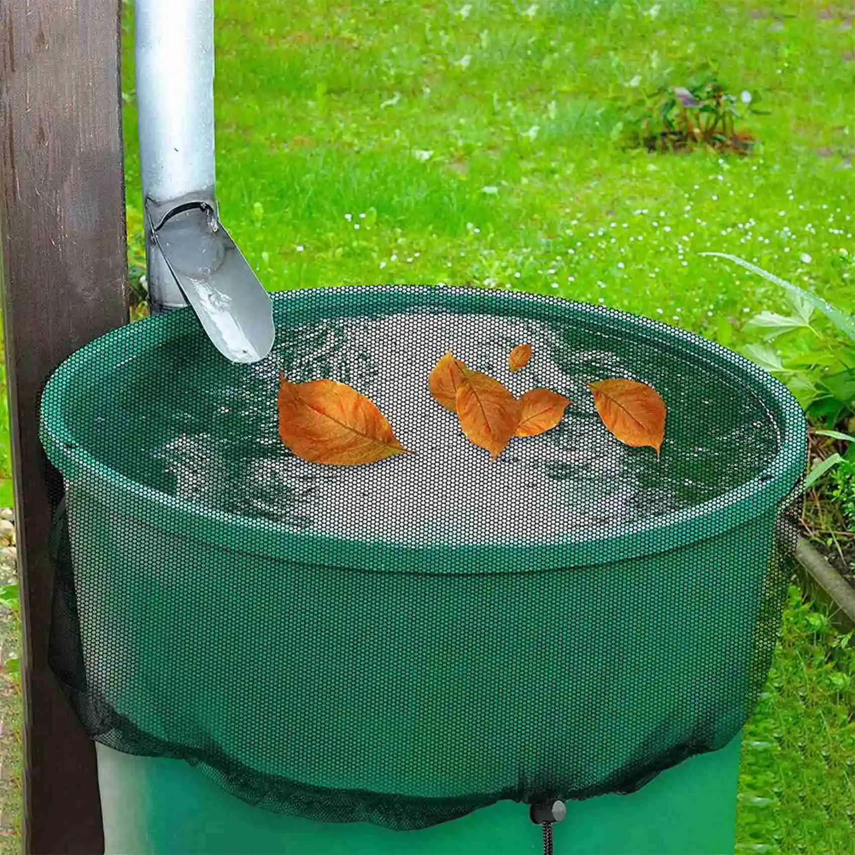 A93E-9 Pieces Mesh Cover For Rain Barrel, Water Collection Buckets Cover Tank Harvesting Tool Protector Rain Barrel Netting