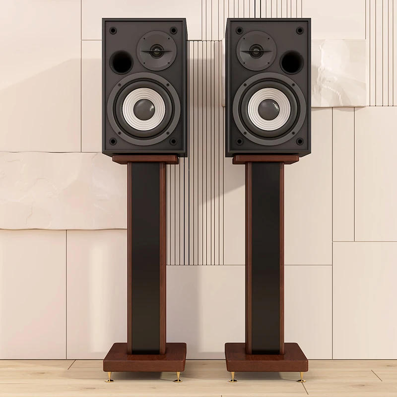 Solid wood surround shock - absorbing audio bracket, with card bag tripod, solid - filled floor audio stand