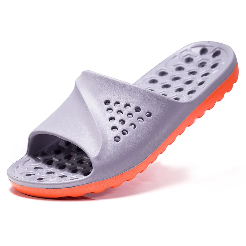 Men's Slippers With Flat Feet Hollow Bathroom Leaking Quick-drying Massage Soles Lightweight Sandals