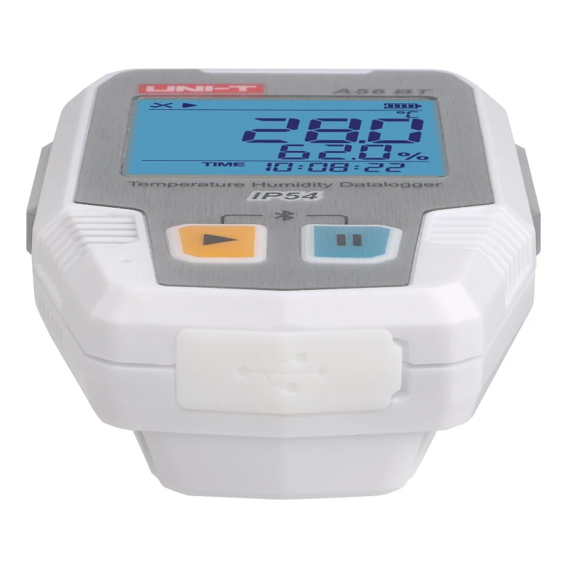 Registrador digital inteligente de temperatura y humedad Bluetooth UNI-T A57BT/A56BT; Protección IP54/almacenamiento de datos/comunicación por PC