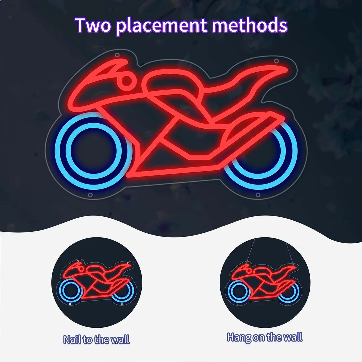 دراجة نارية النيون USB بالطاقة LED عكس الضوء LED ضوء النيون لغرفة النوم لعبة غرفة رجل الكهف بار نادي ديكور هدية شخصية #2