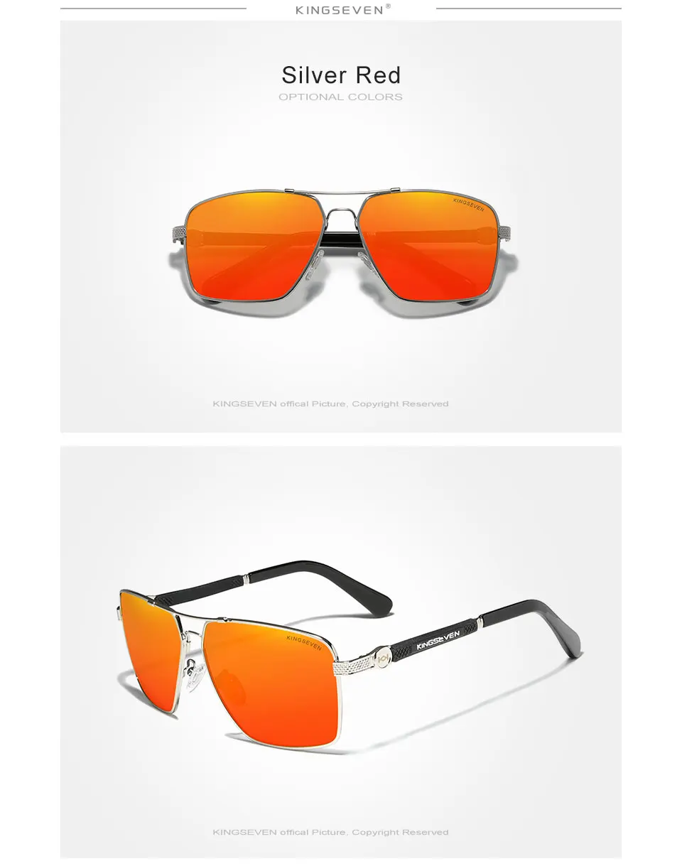 KINGSEVEN Design Sonnenbrille Für Männer/Frauen Neue Polarisierte UV400 Beschichtung Optische Linse Auto Reset Quadratischen Rahmen Fahren Brillen – Detail 10