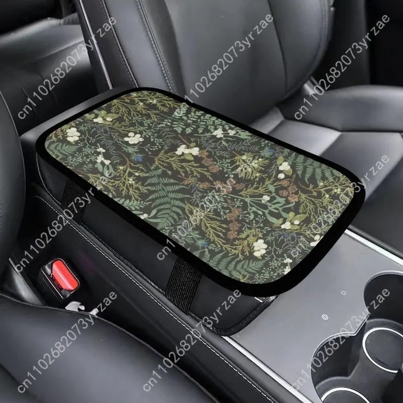 

Green Wildflower Universal Car Armrest Cushion High Quality Non-Slip Car Armrest Cover Elastic Straps Car Interior Accessories