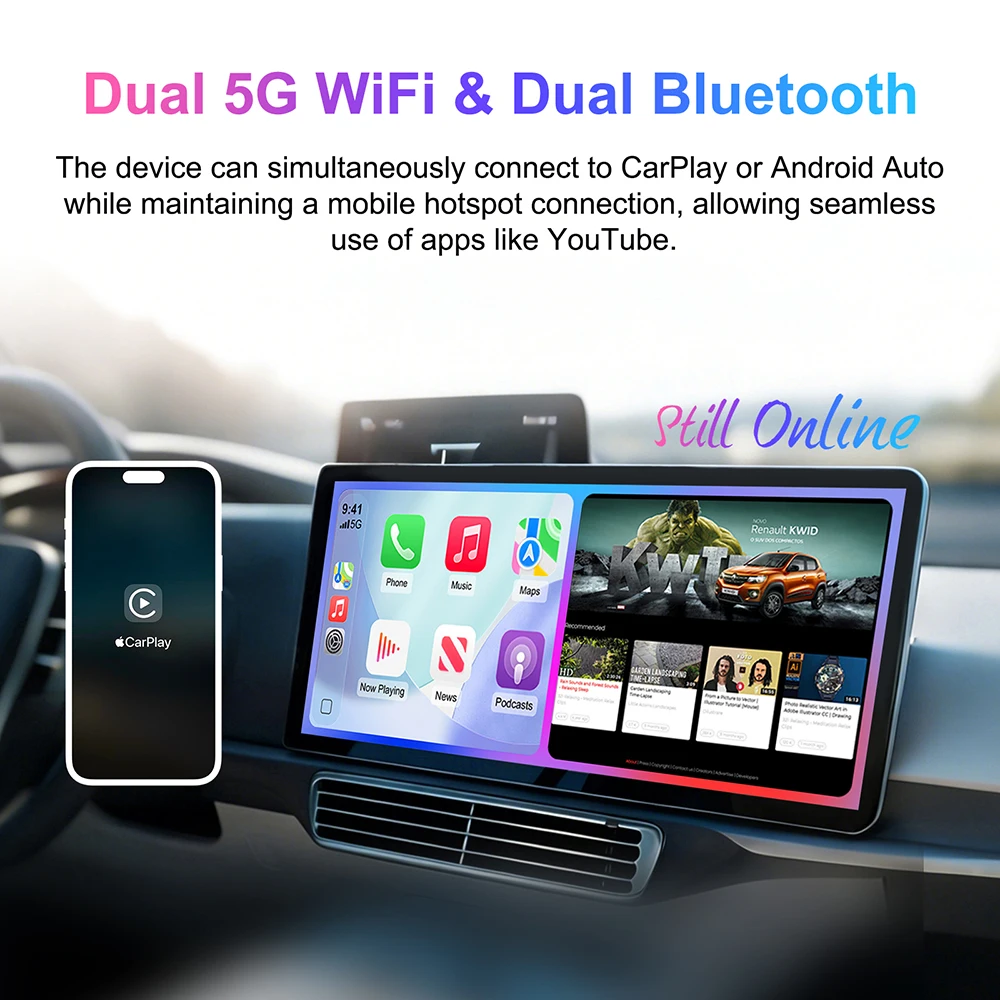2026 Car Ai Box 4in1 Wireless CarPlay Android Auto Adapter Android TV Box on Youtube Nexflit Car Intelligent System
