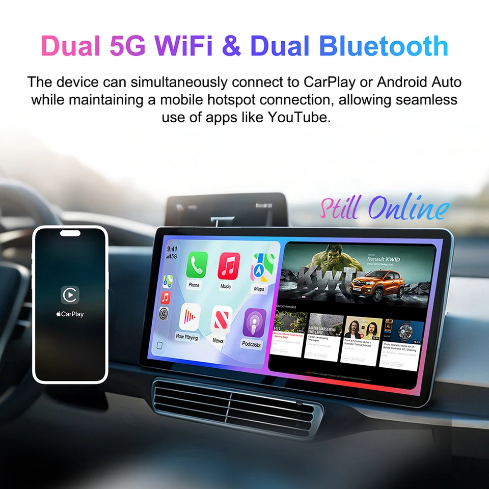 CarPlay　AIBOX　Android14　AndroidAuto Android14 Car Ai Box Wireless CarPlay Android Auto 4G+32G Adapter