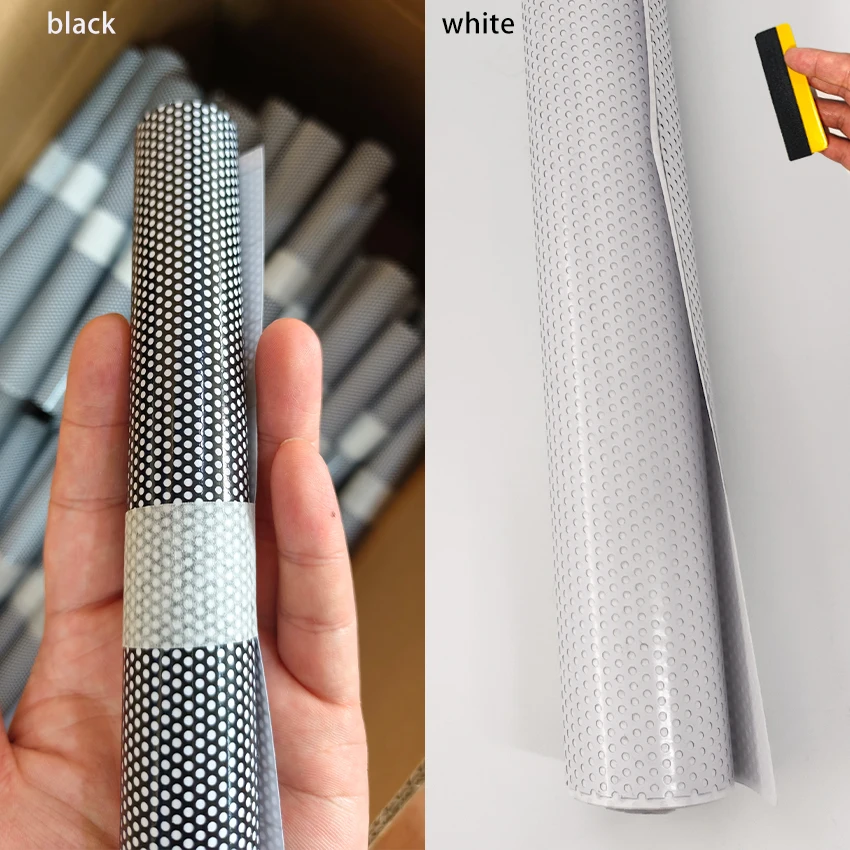 20x150cm/50x100cm Perforated Sun Shade Windshield Sticker, One‑Way See‑Through Honeycomb Mesh Car Window Tint Film UV Protection
