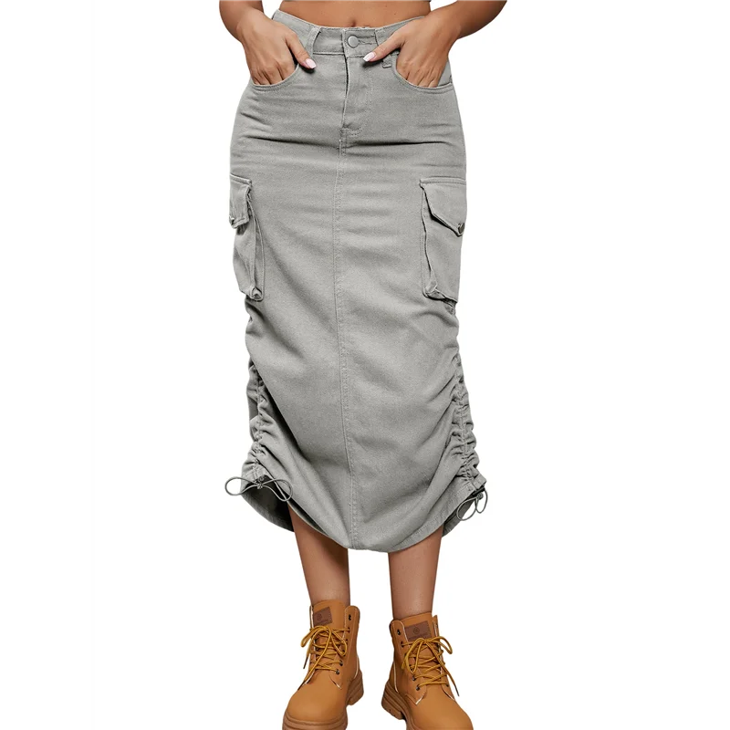 

Юбка AG-Джинсовая длиной ниже колена Джинсовые юбки с высокой талией для женщин