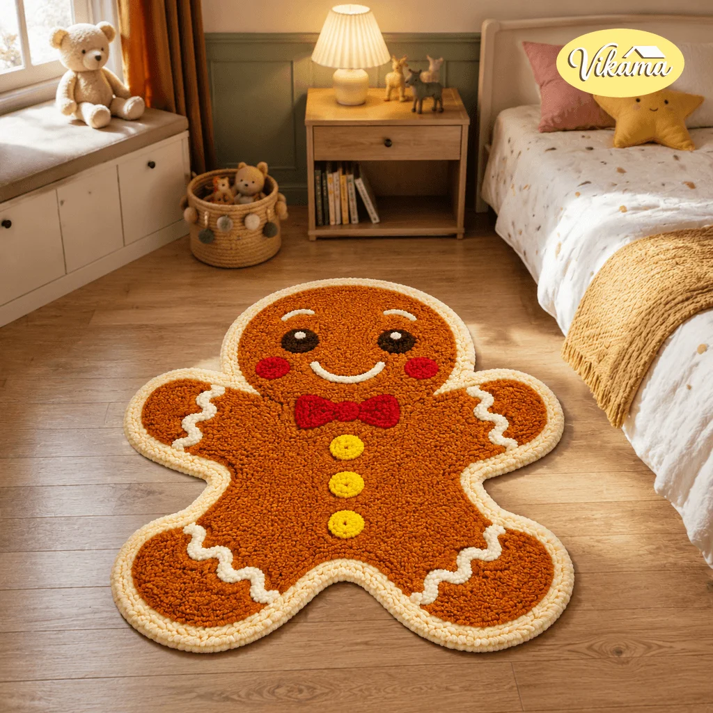 Christmas Series Special-Shaped Cartoon Imitation Cashmere Rug For Living Room Bedroom Easy To Clean Bedside Blanket Home Decor