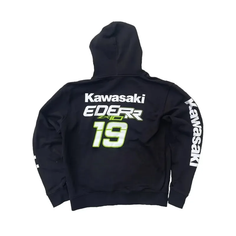 الرجعية كاواساكي الأسود سباق هوديي الكبار الشارع هوديي للجنسين دراجة نارية البلوز البلوز الملابس الرياضية #3