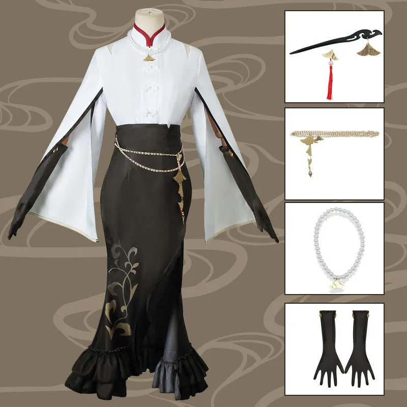 Costume de Ningguang Cosplay pour femme adulte, jeu Genshin Impact, tenue de Ning Guang, robe de paupières, uniforme d'Halloween