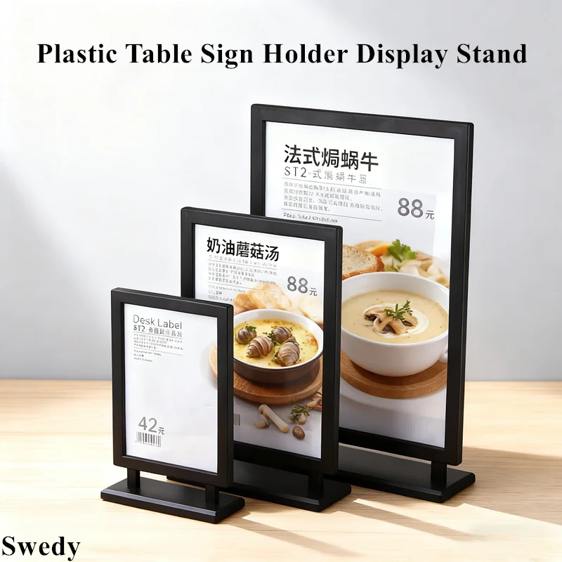 

4 Pieces A5 148x210mm Plastic Acrylic Sign Holder Display Stands Price Label Holder Table Restaurant Menu Paper Holder Stand