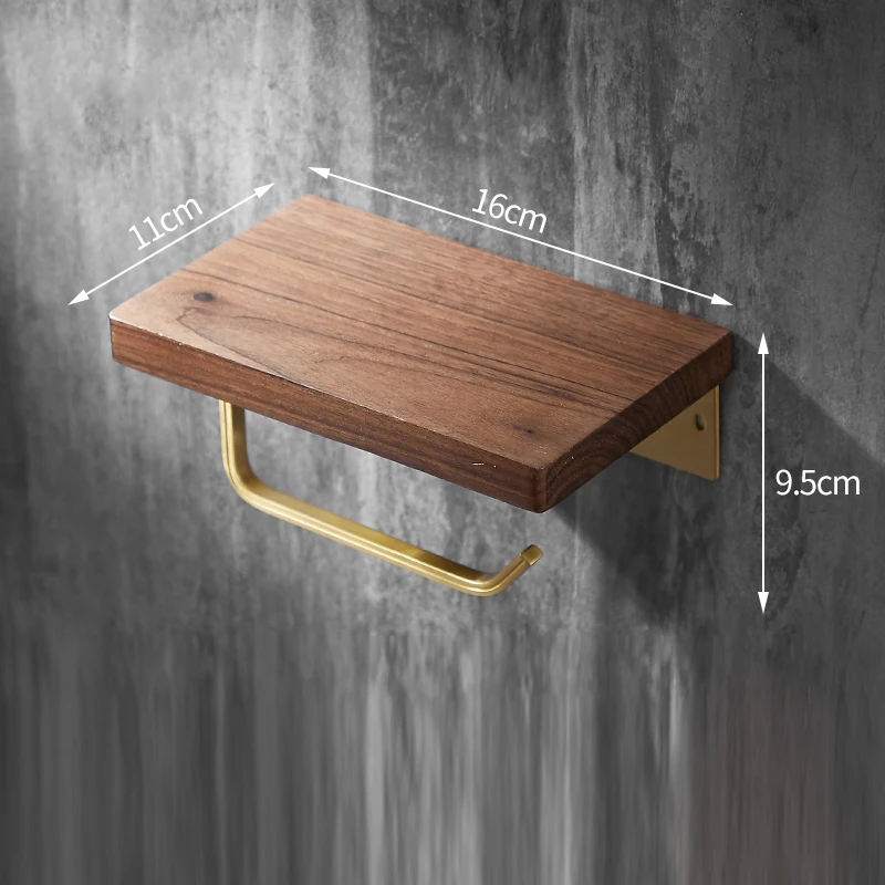 Paper towel rack Black walnut toilet roll rack Creative solid wood paper towel hook bathroom rack