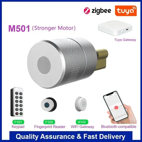 Wehere M501 Tuya Zigbee Smart Lock Electronic Door lock Cylinder Fingerprint Lock WIFI Bluetooth-compatible Smart Door Lock