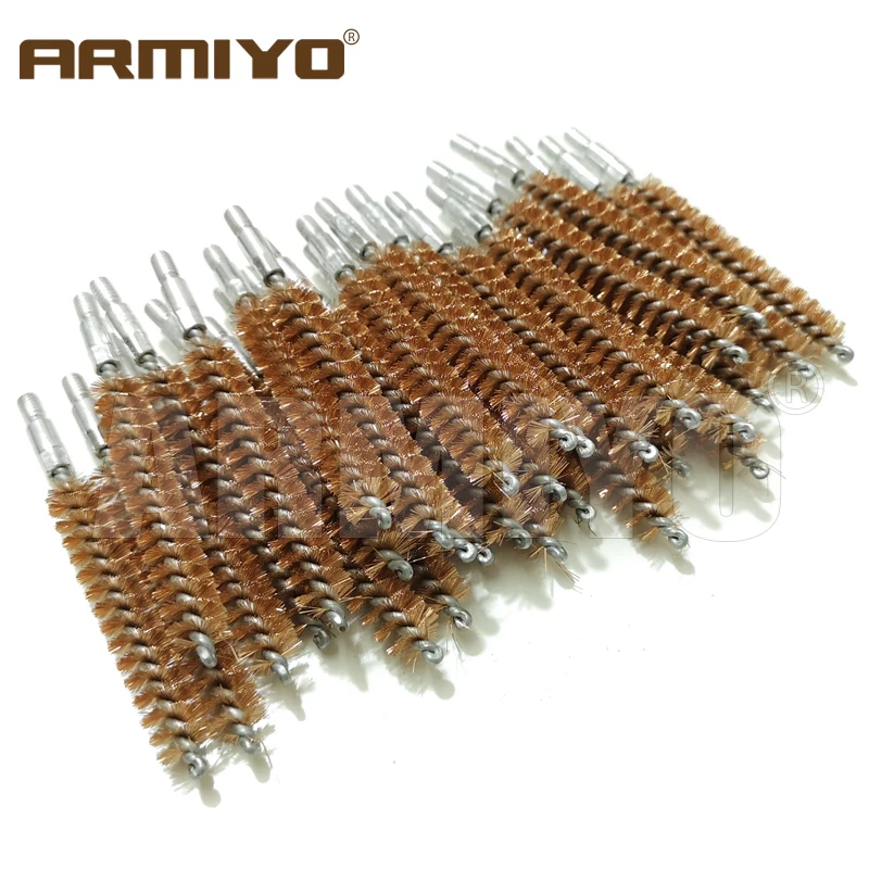 Armiyo Großhandel 100Pcs/Pack.17Cal.22Cal.30Cal.38Cal 12GA G Bohrung Reinigung Bronze Pinsel Jagd Gewinde 5-40 8-32 5/16 "-26T – Detail 4