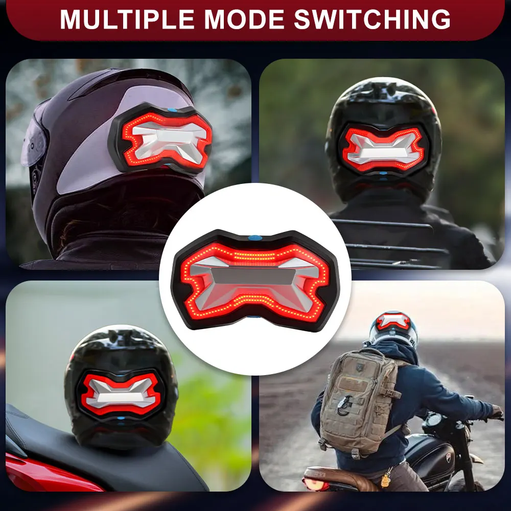 Casque de moto sans fil voyant haute luminosité Smart USB avec batterie synchronisation avec clignotants