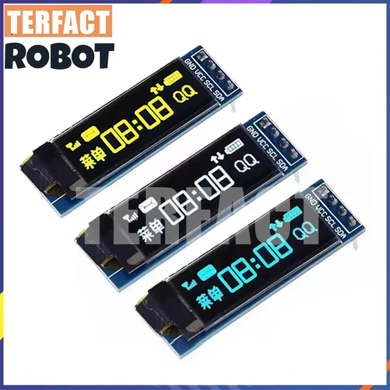 0.91 Inch OLED Display Module I2C 128x32 for Raspberry Pi ESP32, White Blue Yellow