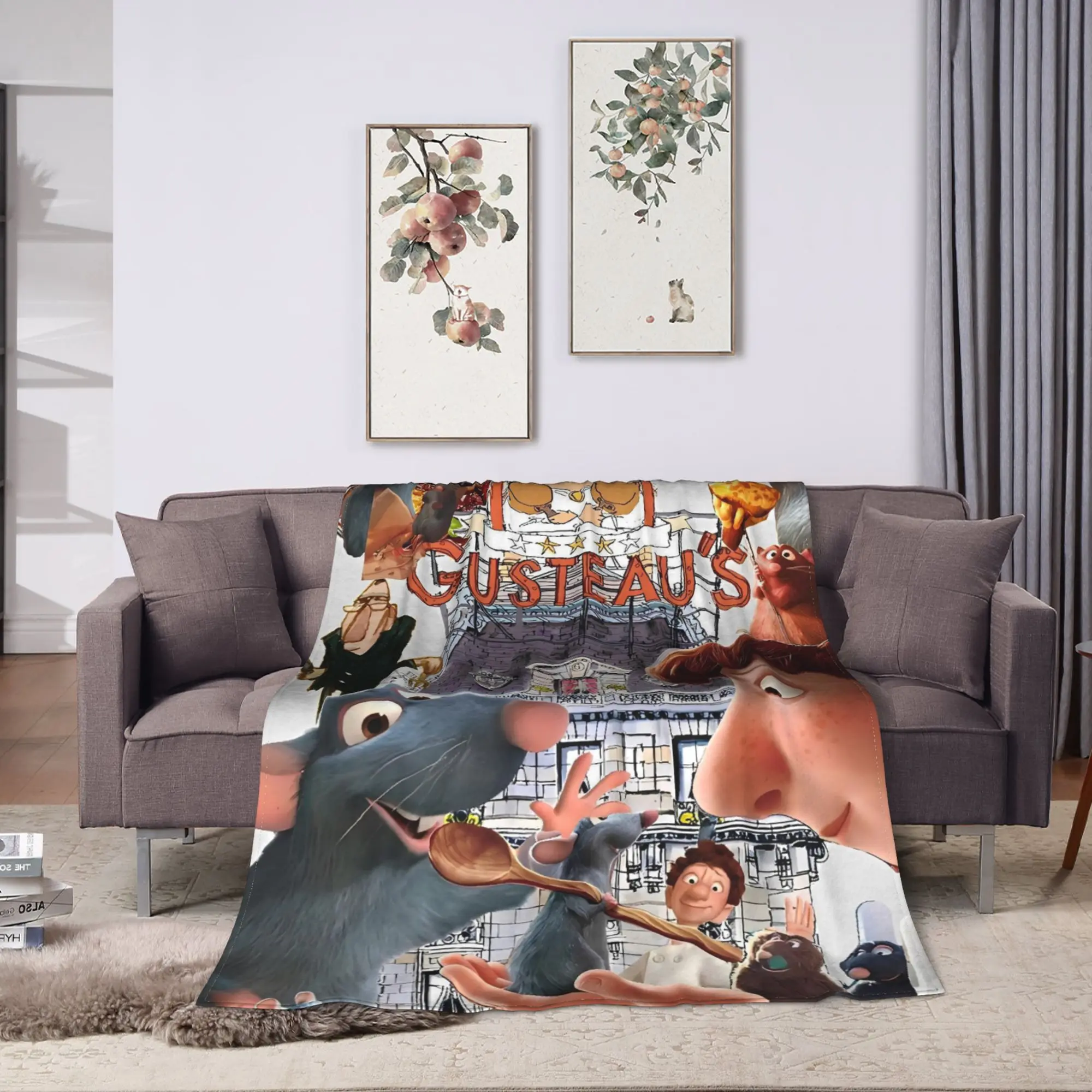 Cute Ratatouille  Flannel Blanket Spring  Warm Soft Throw Blanket for Boy Girl Living Room Aesthetic Bedspread Sofa Bed Cover