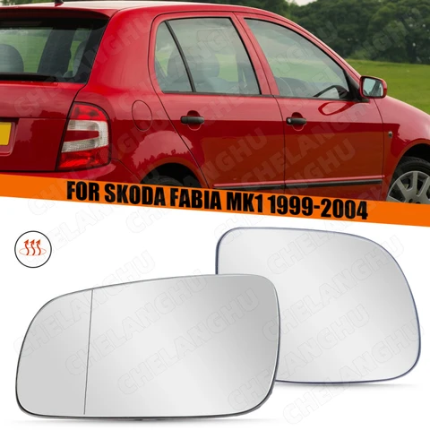 1 пара (левая + правая) для Skoda Fabia MK1 1999 2000 2001 2002 2003 2004, стекло зеркала с подогревом для стайлинга автомобиля 6Y1857521C 6Y1857522A