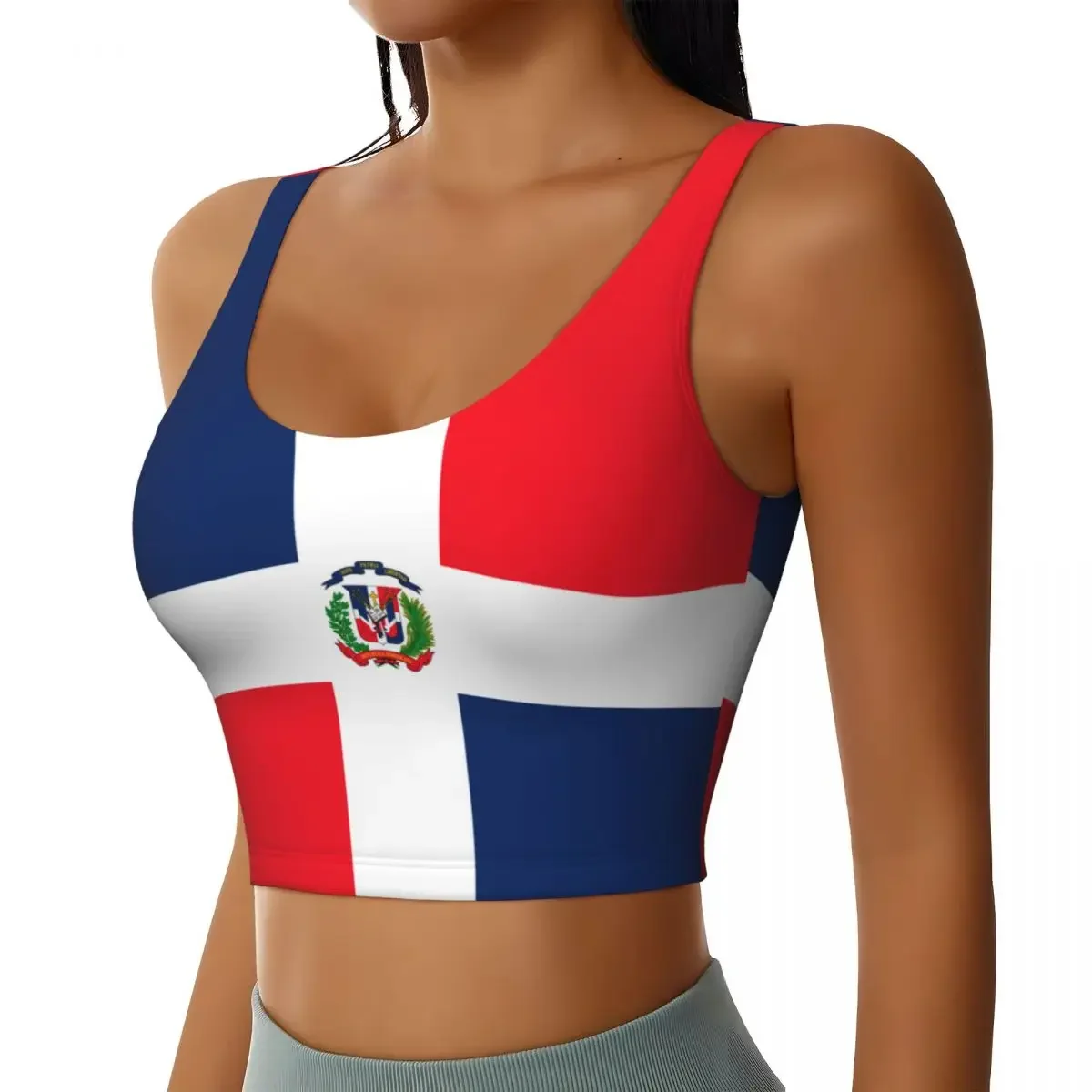 

Women Sexy Sports Vest Dominica Flag Female Streetwear Sport Lingerie Tee Crop Top S-XXL
