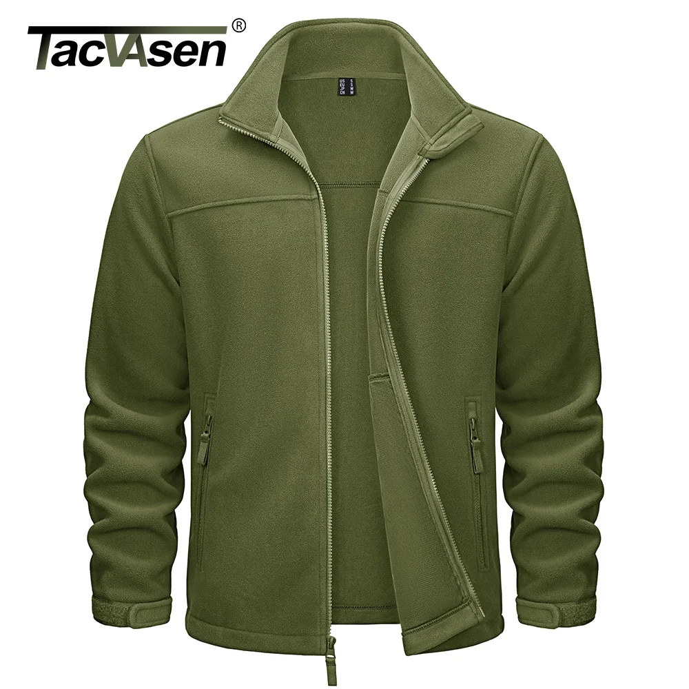 

TACVASEN Winter Polar Fleece Jackets Full Zip Mens Windproof Jacket Multi-Pockets Work Coats Hiking Windbreaker Climbing Parka