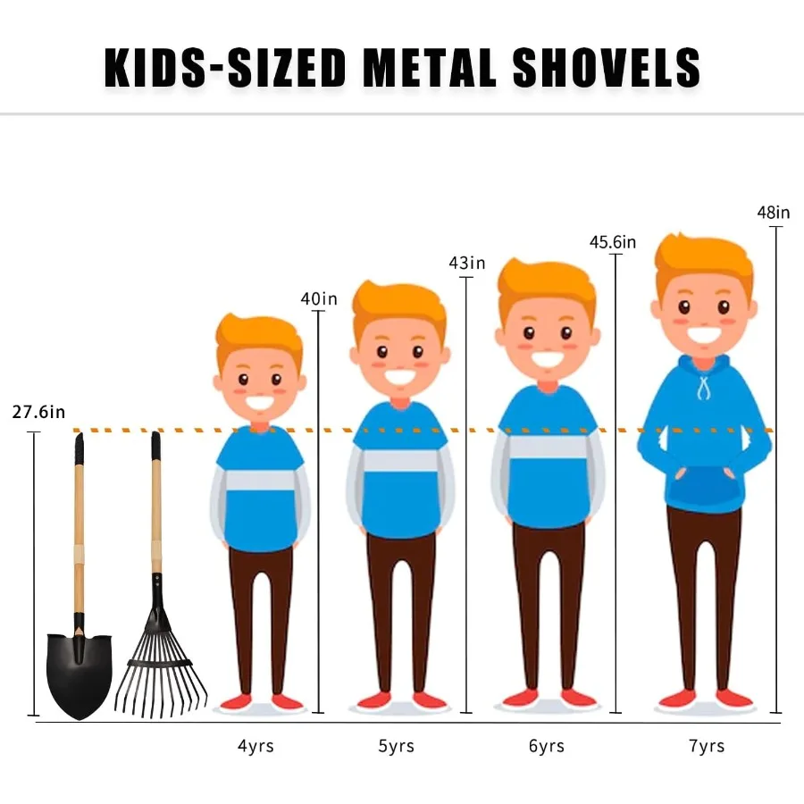 مجموعة أشعل النار والمجرفة مكونة من قطعتين من أدوات الحدائق برأس معدني مع مقبض خشبي مثالي للعب في الهواء الطلق وأنشطة البستنة المثالية
