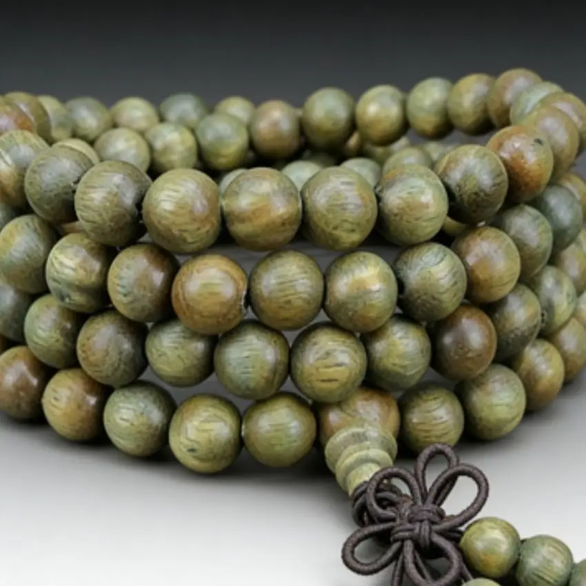 8mm Green Sandalwood 108 Beads Bracelet Charm Japa Wear Men Handmade Chain Bangle Buddhist Fragrant Peace Link Mala Prayer