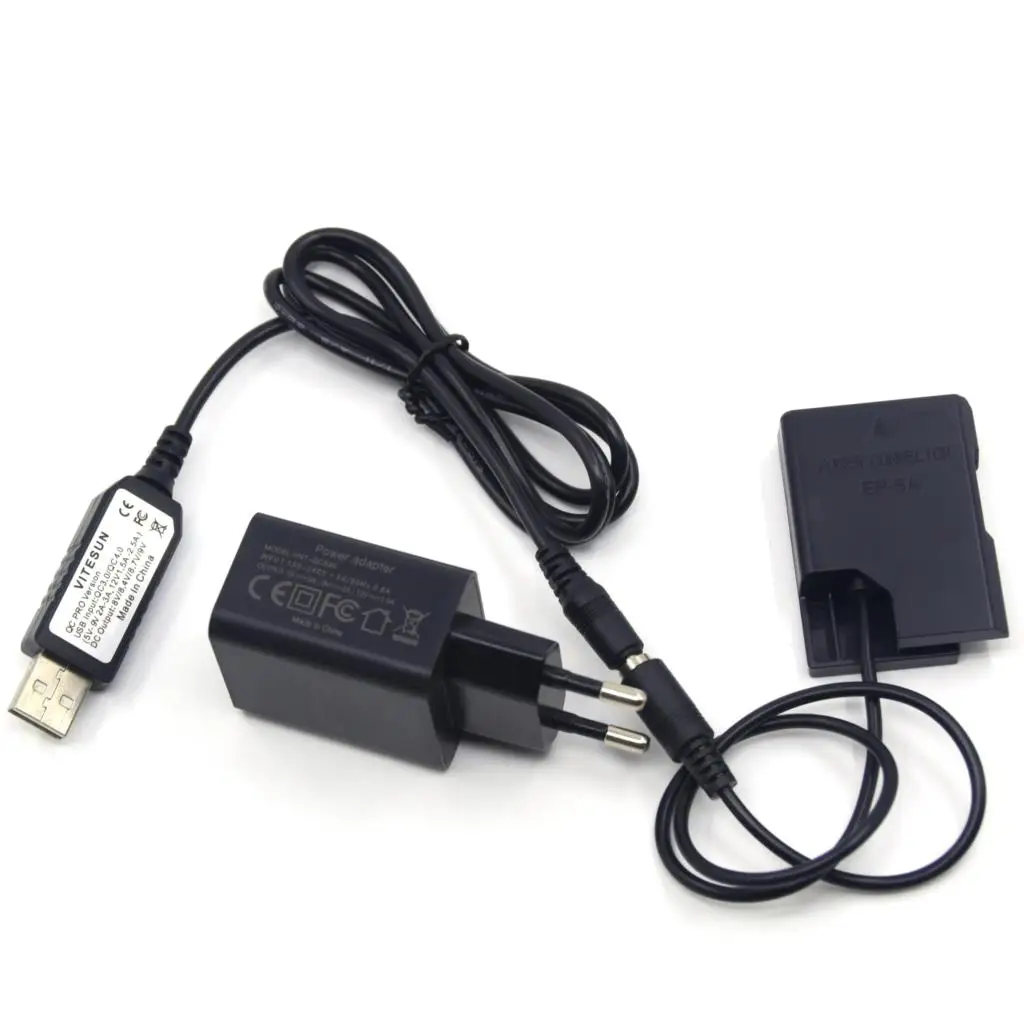 EP-5A EN-EL14 Dummy Battery+USB Power Cable+USB Charger Adapter For Nikon P7800 P7100 D5600 D5300 D5200 D5100 D3400 D3300 D3200