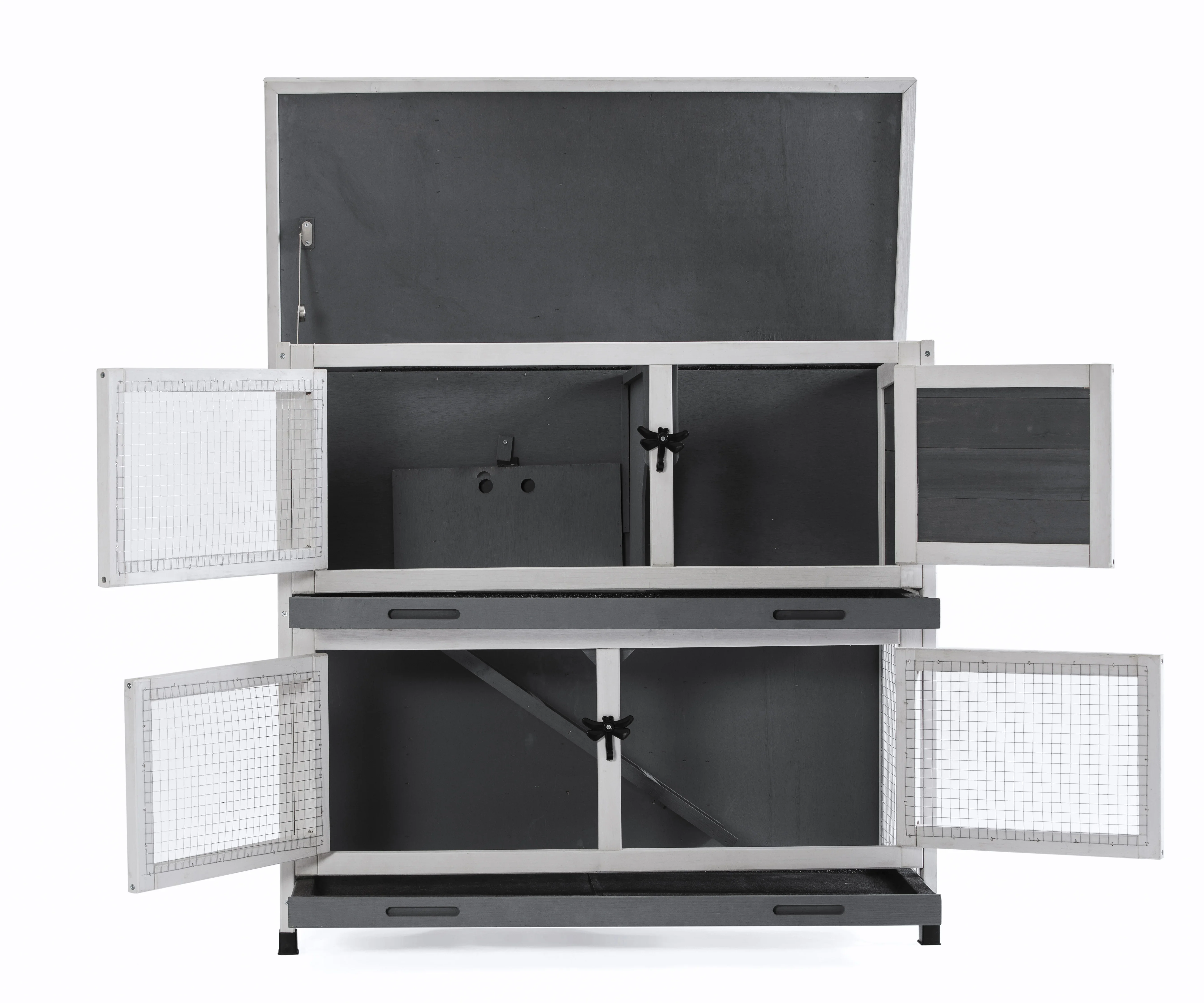 Doppia gabbia per conigli con scala e vassoio da arrampicata per piccoli animali