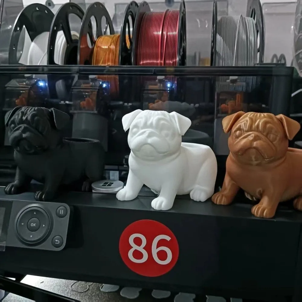 3D Printed Pug Shaped Planter Pot Funny Plastic Dog Succulent Planter Minimalist Handmade Pug Figurine Plant Holder