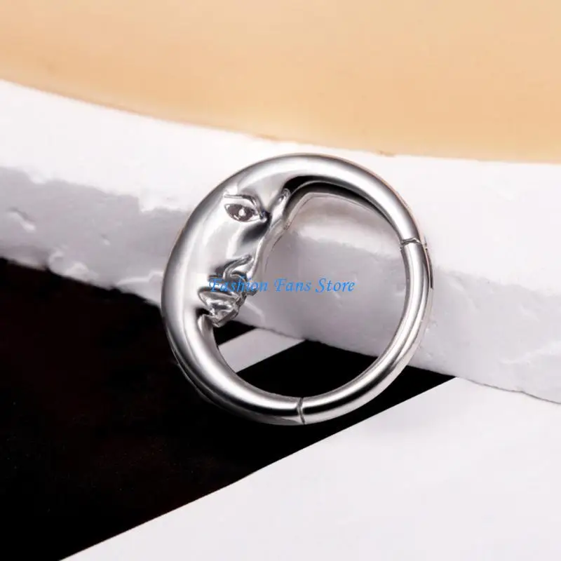 

C71D Unique Moon Septum Nose Jewelry Stylish Nose Hoop Moon Shaped Nose Rings Charm