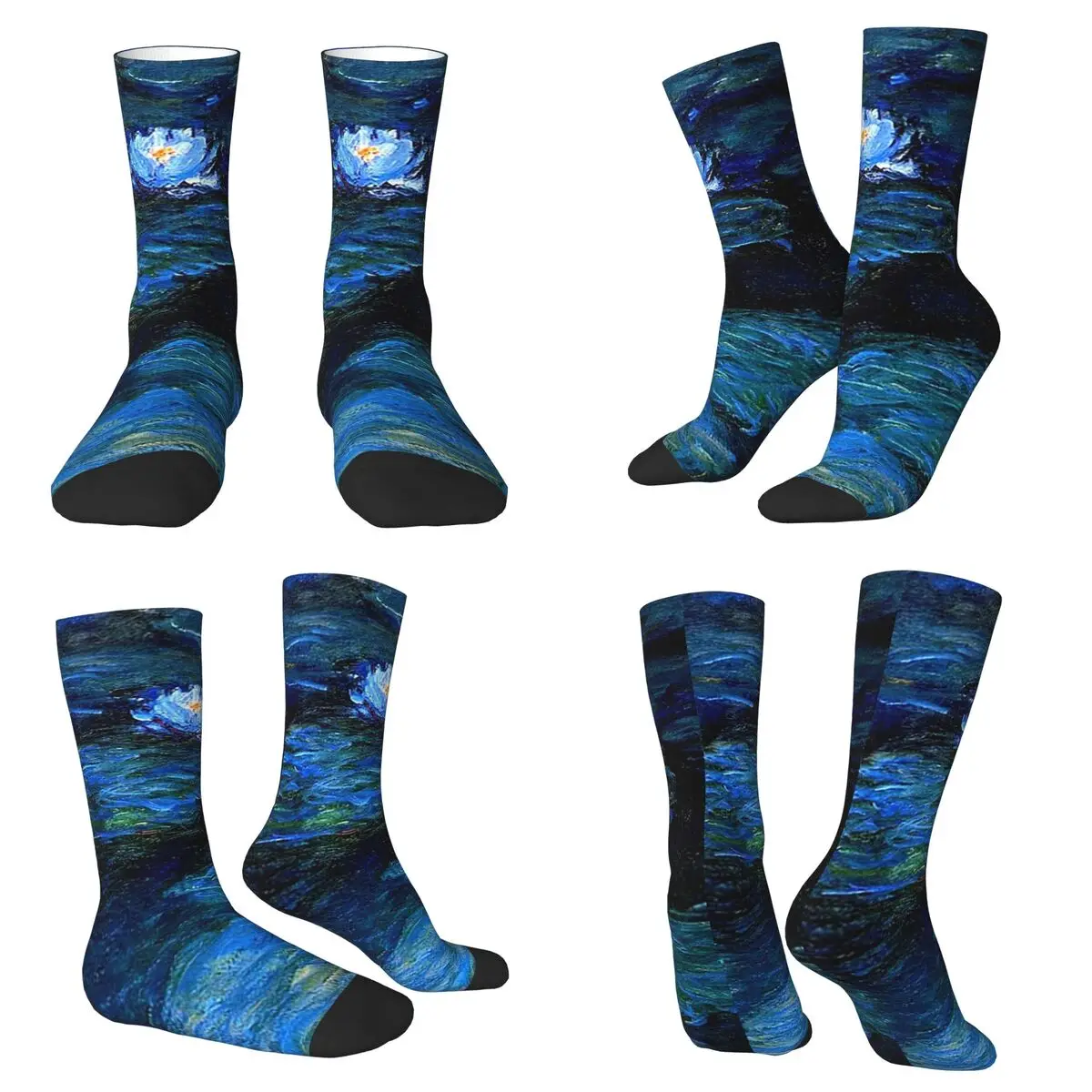 

Носки с рисунком водяных лилий Моне, очень мягкие носки в стиле Харадзюку, всесезонные длинные носки для мужчин и женщин, подарок на день Святого Валентина