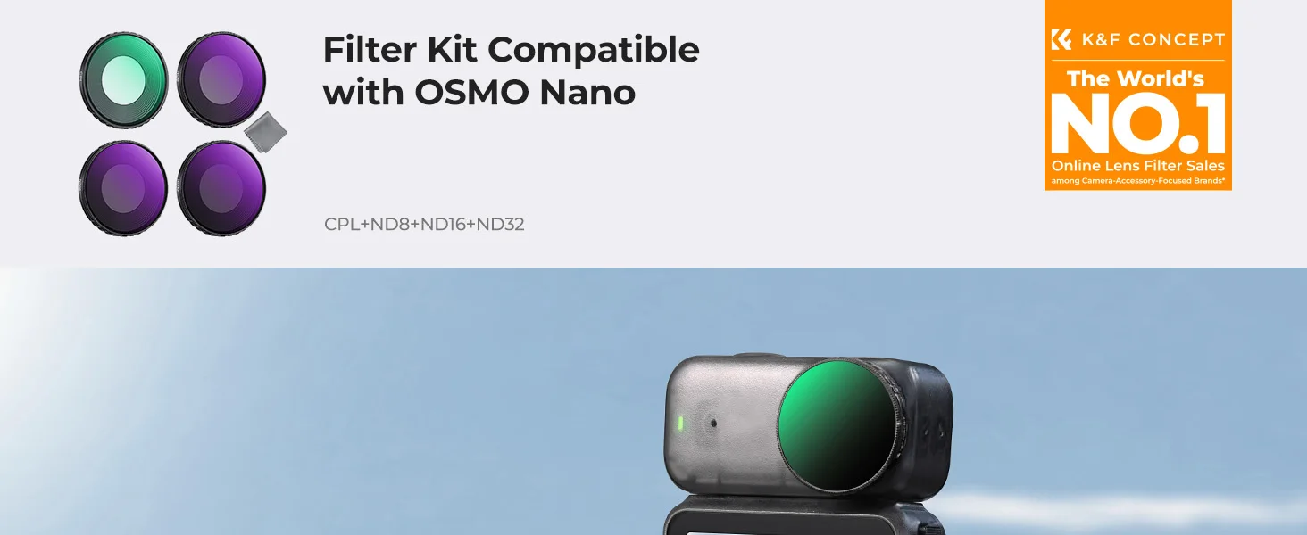 K&F CONCEPT ND CPL Schwarzdiffusionsfilter 1/4 Set für DJI Osmo Nano Vlogging Kamera Neutraldichte Polarisationsfilter HD optisc – Detail 19