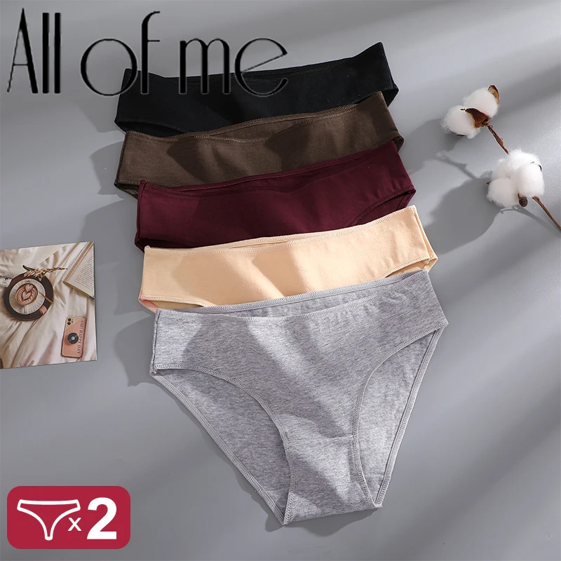 2PCS/Set Low Waist Sexy Woman Panties Cotton Briefs For Women Solid Colors Underpants Lingerie Pantys For Girls Soft Underwear