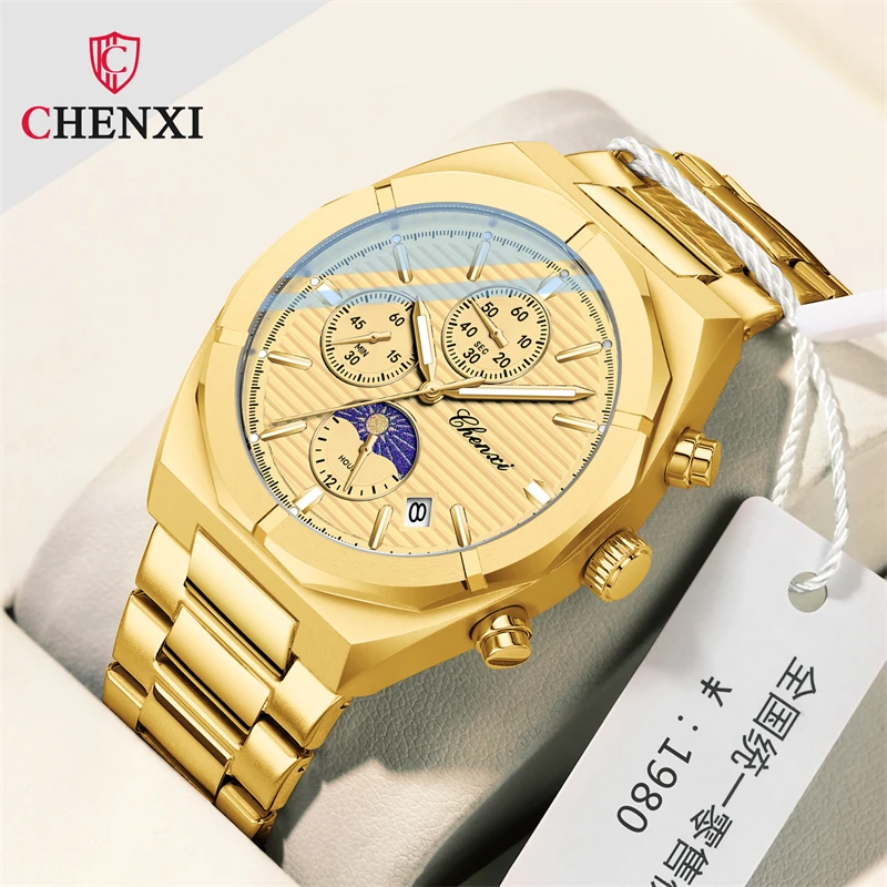 

CHENXI 962 2023 New Men Watches Luxury Stainless Steel 30m Waterproof Sport Quartz Chronograph Military Watch Relogio Masculino