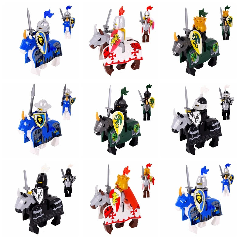 Medieval Figures Middle Ages Rome Warriors Knights Soldiers Horse Castle King Dragon Knights Building Blocks Bricks Toys gifts