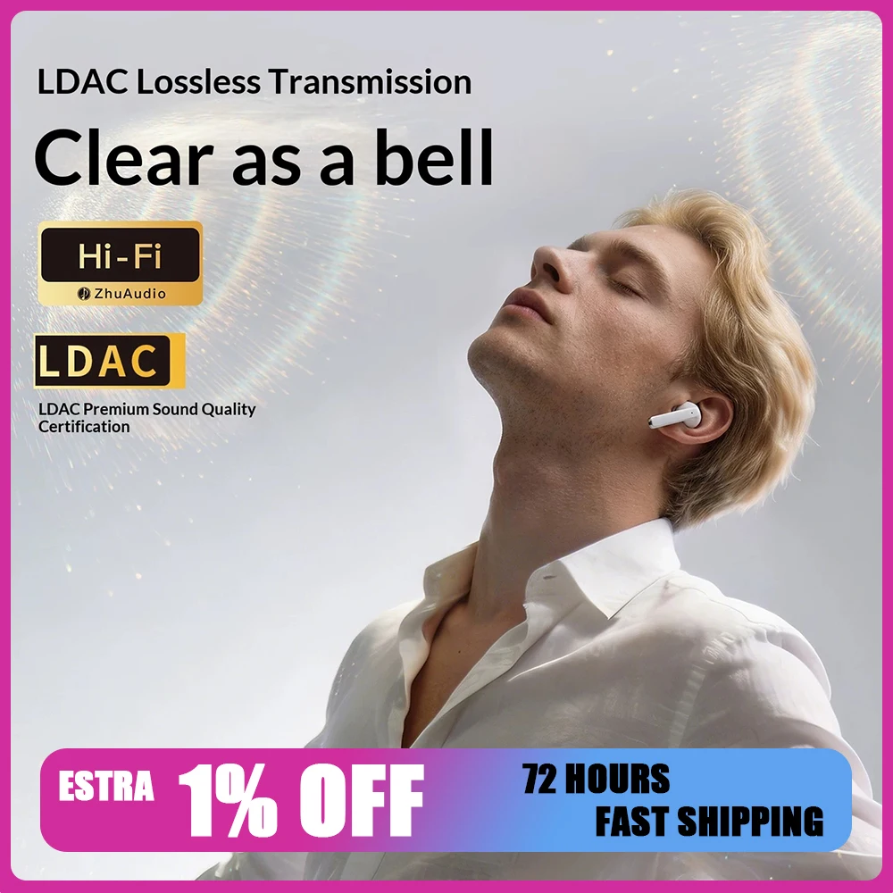 ZhuAudio Wind Bell T60 Wireless Headphones Flagship Broadband Noise Reduction Esports Headset 6 Mike ENC Call Noise Reduction