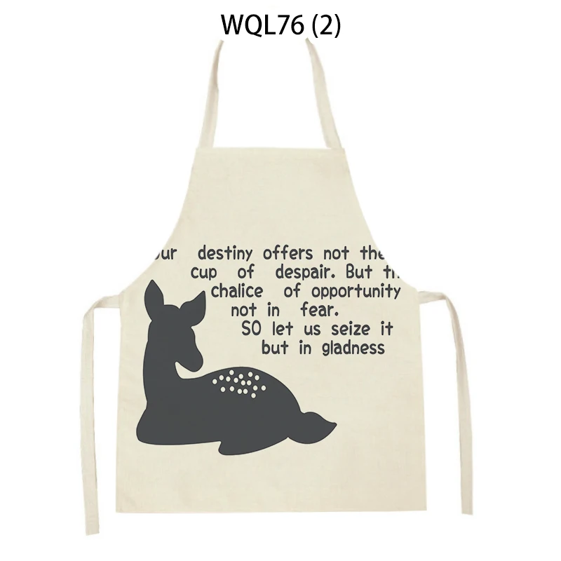 Cartoon Animal Style Cooking Apron for Adult Kids Home Sleeveless Deer Polar Bear Pattern Linen Pinafore Baking Waist Bib