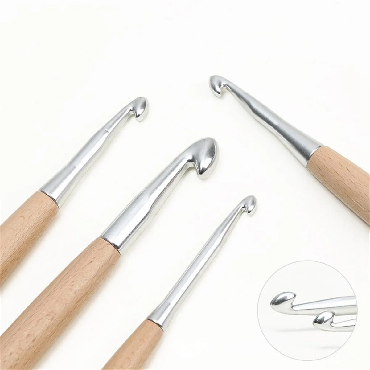 ABBR 11 قطعة خطافات كروشيه 3.0 مم - 12 مم، خطافات كروشيه بمقبض خشبي، خطافات حياكة كروشيه برأس واحد، إبر كروشيه