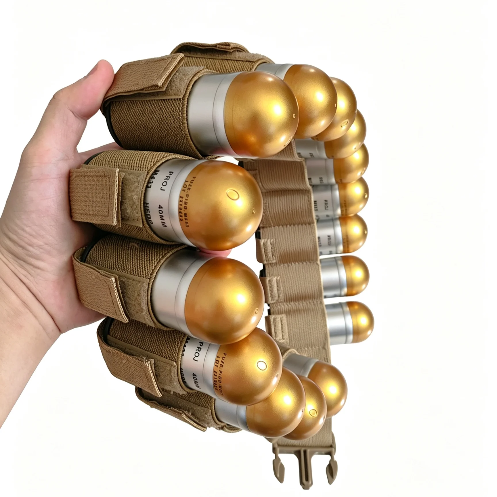 M433 Grenade Belt Model with 15 Grenades, Tactical Strap Belt, Cosplay Film Prop, Military Fan Toy Model, Storage Box