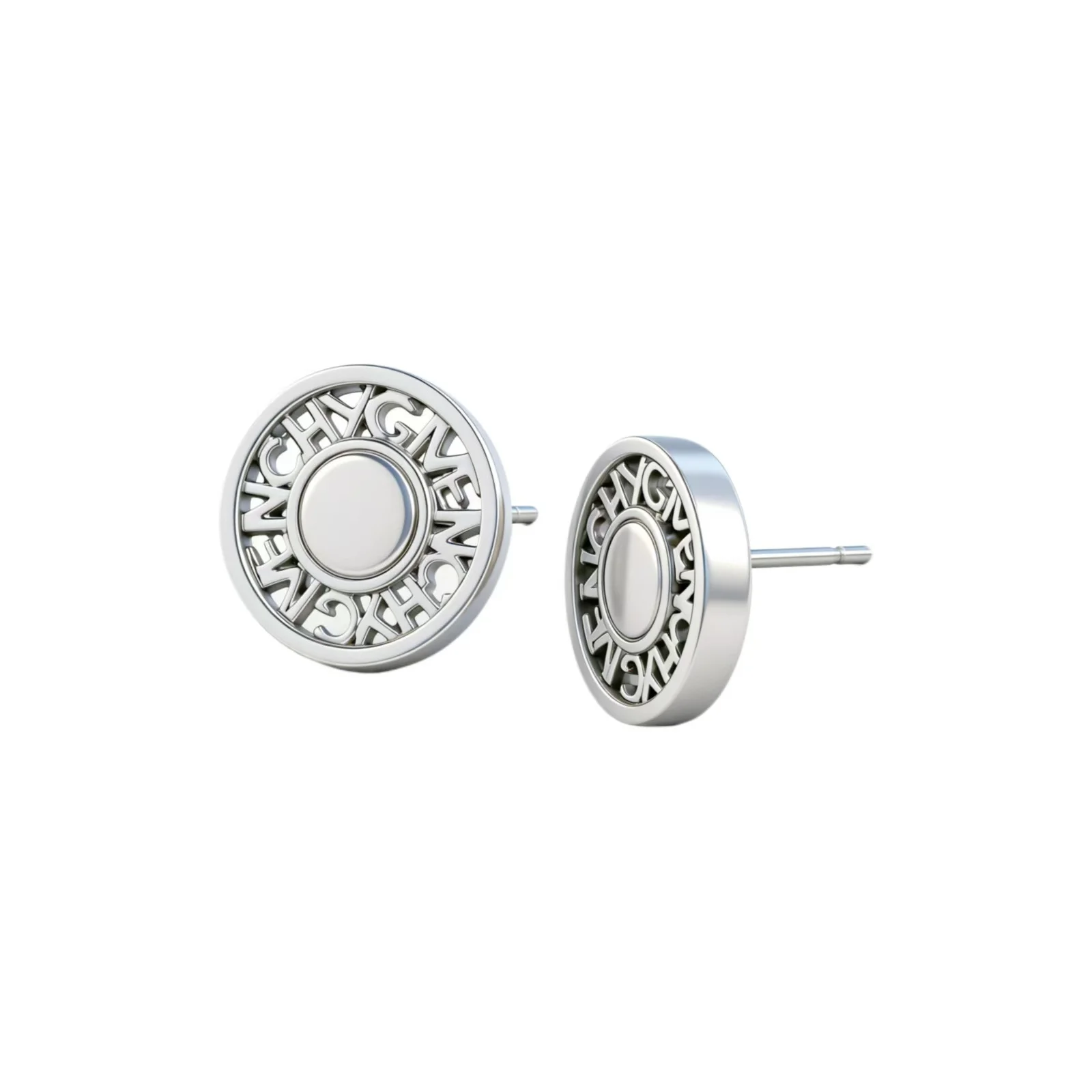 Brincos de metal com tachas Givenchy unissex prateados